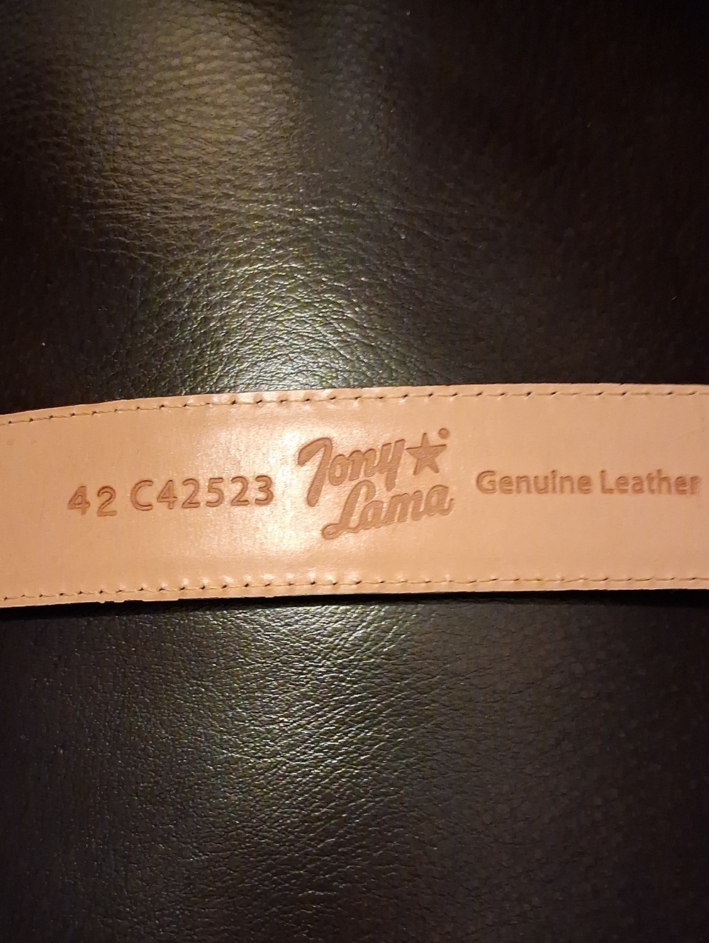 Tony Lama Vintage  Men's Embossed Black and Brown Leather Belt - Picture 5 of 13